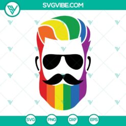 Rainbow Pride Beard Face SVG Images for LGBTQ community, Pride and LGBT SVG Files.