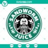 Beetlejuice Starbucks Coffee Logo SVG with Sandworm Juice, Horror themed design for download.
