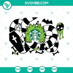 Beetlejuice Sandworm Starbucks Cup SVG file perfect for Halloween, full wrap design.