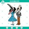 Beetlejuice and Lydia Deetz SVG files featuring "Never Trust The Living" design for crafting projects.