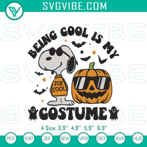 Cool Snoopy Halloween embroidery design with Peanuts theme, funny and unique costume-inspired illustration for Halloween lovers.