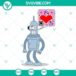 Bender Futurama Valentine SVG File, Cartoon Robot Valentines Day SVG Images