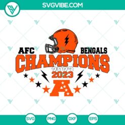 Cincinnati Bengals AFC Champions 2023 SVG Files for download, featuring distinctive team logo in PNG and DXF formats.