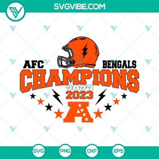 Cincinnati Bengals AFC Champions 2023 SVG Files for download, featuring distinctive team logo in PNG and DXF formats.