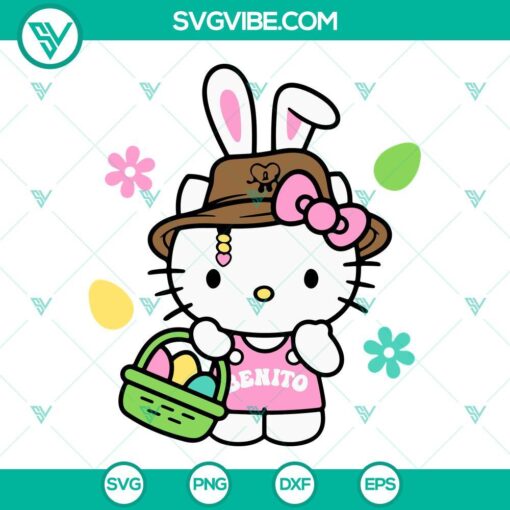 Benito Hello Kitty Easter Bunny SVG Download with Cute Happy Easter theme, ideal for Easter crafts.