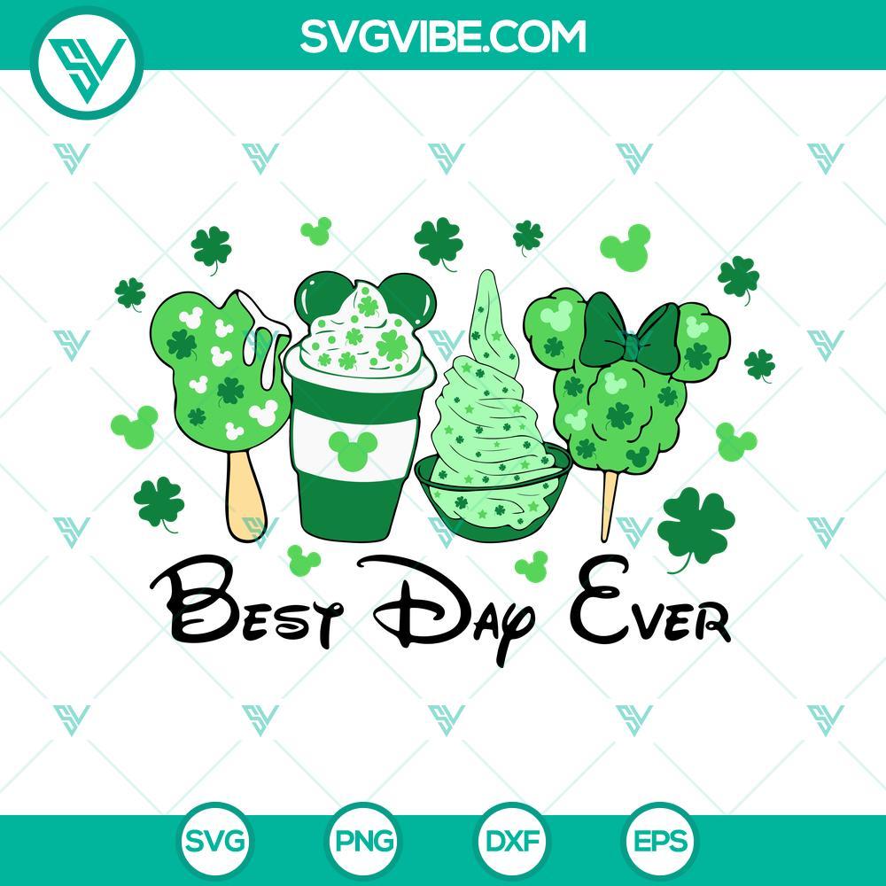 best-day-ever-svg-snacks-st-patrick-day-svg-green-carnival-food-svg-disney-lucky-clover-svg-png-dxf-eps-5-mockup.jpg Best Day Ever and St Patrick's Day themed SVG images with green carnival snacks, perfect for holiday crafts and decorations.