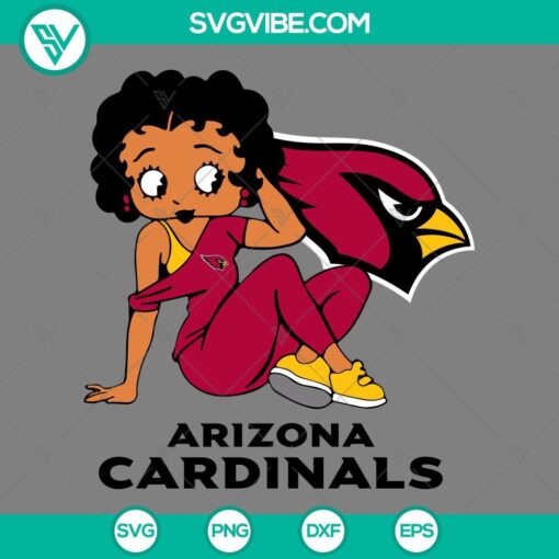Betty Boop Arizona Cardinals football SVG with PNG, DXF, and EPS files for download. Ideal for Arizona Cardinals football fans.
