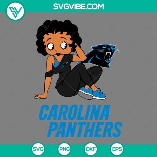 Betty Boop Carolina Panthers Football design in SVG, PNG, DXF, EPS formats for sports fans, unique apparel, and DIY projects.