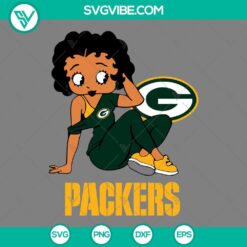 Betty Boop Green Bay Packers Football SVG design for fans. Vector files for digital use. Ideal for NFL and Betty Boop enthusiasts.