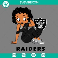 Betty Boop Las Vegas Raiders football SVG images with PNG DXF EPS files, perfect for NFL fans and craft projects.