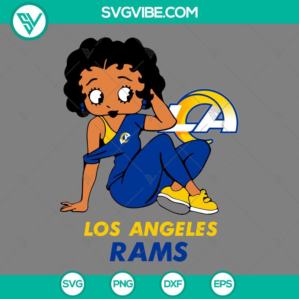 Betty Boop Los Angeles Rams Football SVG PNG DXF EPS Files Betty Boop Los Angeles Rams football logo SVG design for fans. Craft files in PNG, DXF, and EPS formats for projects.