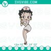 Betty Boop nurse embroidery design featuring classic cartoon character, stitch file for crafting projects.