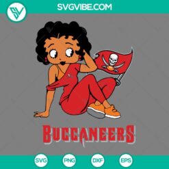 Betty Boop Tampa Bay Buccaneers football SVG design for download, PNG, DXF, and EPS files. Great for football fans!