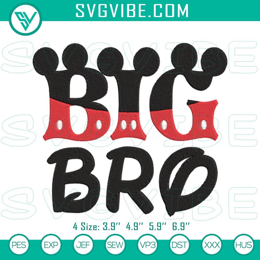 Big Bro Mickey Mouse Machine Embroidery Design Files Big Bro Mickey Mouse machine embroidery design for Disney fans. Cute and perfect for brother-themed projects.