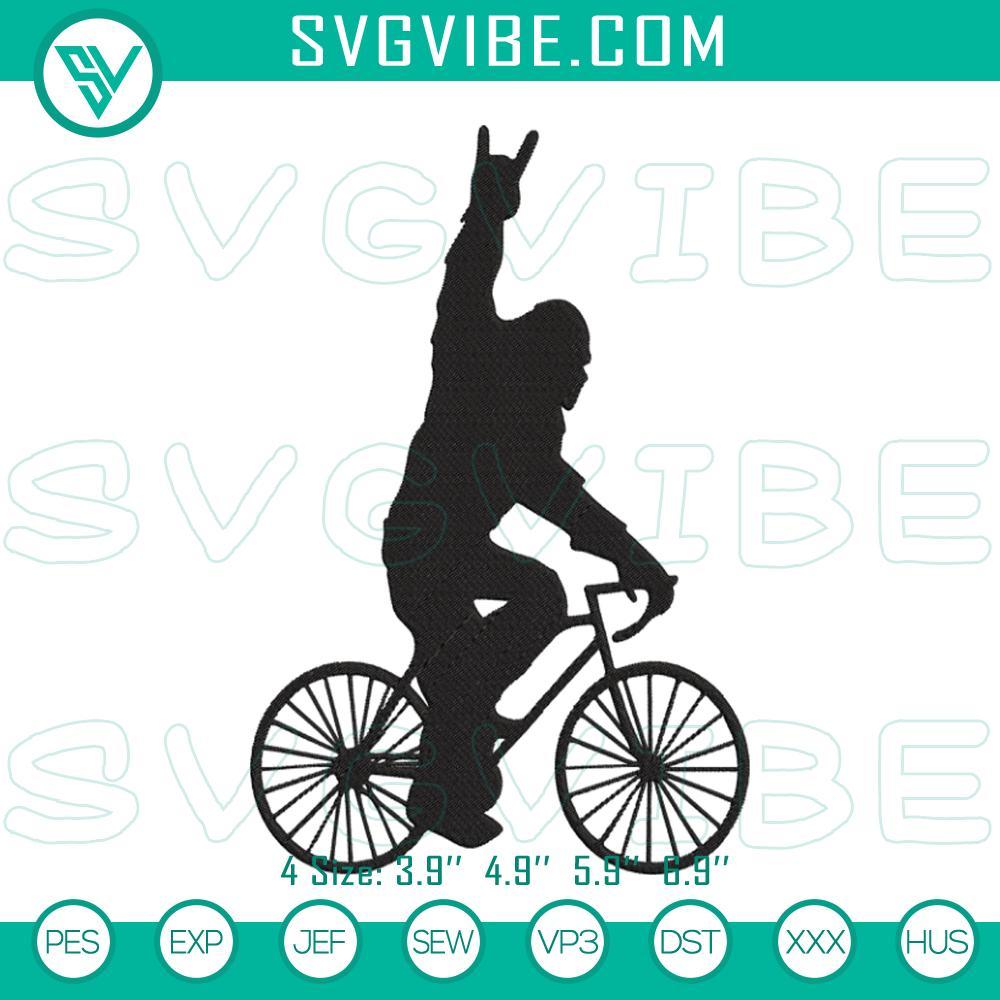 Bigfoot Ride Bike Cycle Embroidery Designs, Funny Sasquatch Embroidery Files Bigfoot riding bike cycle embroidery design, humorous sasquatch pattern file for enthusiasts.