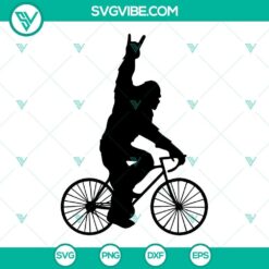 Bigfoot Riding A Bike SVG Download, Sasquatch Rocking Hand Sign SVG Image,