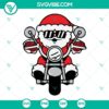 Funny Christmas biker Santa Claus SVG files, cool design of Santa riding motorcycle, perfect for holiday crafts.