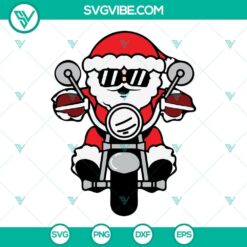 Funny Christmas biker Santa Claus SVG files, cool design of Santa riding motorcycle, perfect for holiday crafts.
