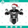 Biker Skull Santa Hat Christmas SVG - Skull Riding Motorcycle design for festive holiday crafting.