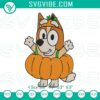 Bluey Bingo Halloween pumpkin embroidery files with cute Bingo design, perfect for Halloween crafts.