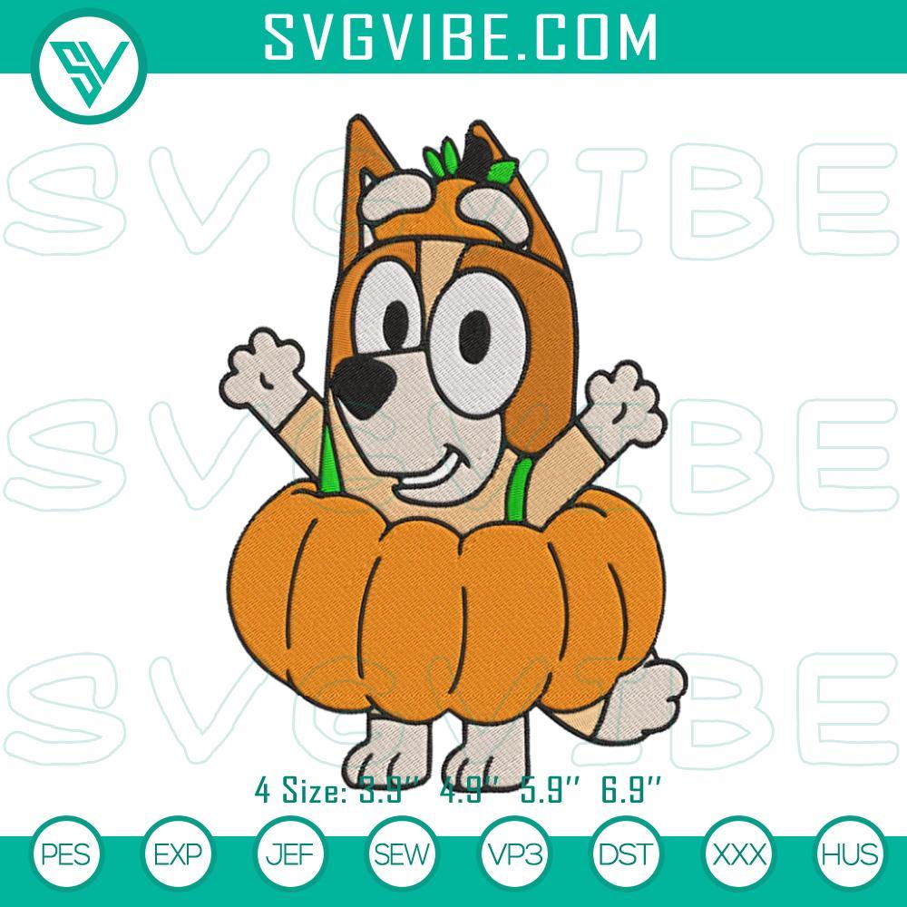 Bingo Pumpkin Embroidery Files, Bluey Bingo Halloween Embroidery Designs Bluey Bingo Halloween pumpkin embroidery files with cute Bingo design, perfect for Halloween crafts.