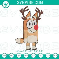 Bingo Rudolph and Bluey Holiday Christmas-themed embroidery file with festive designs for digital crafting projects.