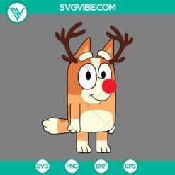 Bingo Rudolph The Red Nosed Reindeer and Bluey Christmas SVG design with PNG EPS DXF files for holiday crafting projects.
