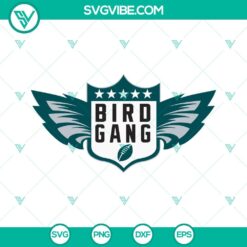 Bird Gang SVG File with Eagles Football and Philadelphia Eagles logo, perfect for crafts and fan gear.