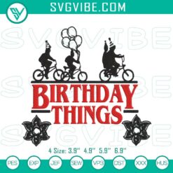 Stranger Things inspired birthday embroidery designs for party decorations on digital product image.