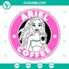Black Ariel Coffee SVG featuring The Little Mermaid inspired Starbucks Logo, perfect for crafts and printing on mugs.