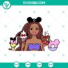 Black Ariel Disney Snacks SVG images featuring The Little Mermaid 2023 design for crafting projects and Disney-themed merchandise.