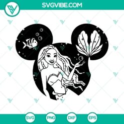 Black Ariel and Halle Bailey inspired Mickey Mouse Ears SVG image for Disney fans.