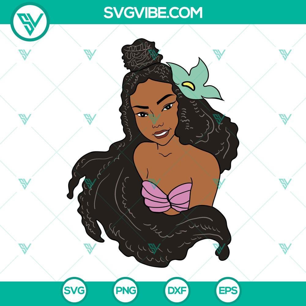 black-ariel-princess-svg-afro-mermaid-svg-halle-bailey-svg-disney-little-mermaid-2023-svg-png-dxf-eps-cut-files-4-mockup.jpg Black Ariel Princess, Afro Mermaid, Halle Bailey SVG design with collection of diverse princess images in digital format.