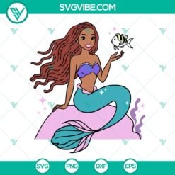 Black Ariel SVG files inspired by The Little Mermaid for Cricut, featuring various formats: PNG, DXF, EPS.