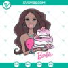 Black Barbie birthday cake and Barbie girl birthday party themed SVG downloads for digital use. Ideal for birthday celebrations.