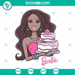 Black Barbie Birthday Cake SVG Download, Barbie Girl Birthday Party SVG Download