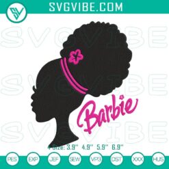 Black Barbie embroidery designs featuring an Afro Barbie girl, machine file for sewing projects.