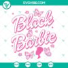Black Barbie SVG images with African American pink doll and Afro woman design for crafting projects.
