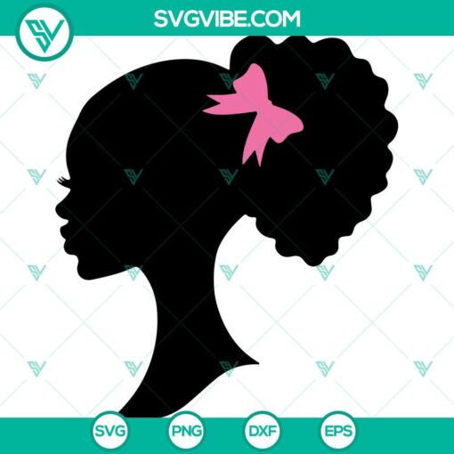 Black Barbie SVG images featuring Afro Barbie in PNG, SVG, DXF, and EPS file formats for crafting.