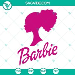 Black Barbie SVG file with curly afro hairstyle design, ideal for crafting projects. Barbie doll silhouette in SVG format.