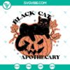 Black Cat Apothecary Halloween SVG images with pumpkin design, ideal for SVG PNG DXF files.