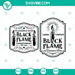 Black Flame Candle Company SVG featuring Sanderson Sisters for Halloween festivities.