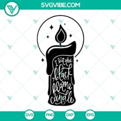 Black Flame Candle and Hocus Pocus SVG cut files for Cricut, ideal for Halloween crafts and DIY projects.