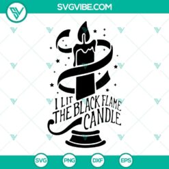 Black Flame Candle SVG design for instant download in PNG, DXF, EPS formats. Ideal for Halloween crafts and projects.