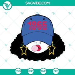 Juneteenth celebration design featuring a Black girl in 1865, perfect for SVG projects.