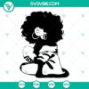 Black girl with curly hair SVG images, featuring an Afro woman in a vibrant African American SVG download design.