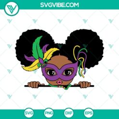 Black girl Mardi Gras SVG files featuring carnival mask designs, perfect for festive projects and crafts.