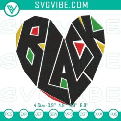 Black Heart Juneteenth Embroidery Designs featuring African American Celebration files with intricate details.