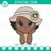 Embroidery designs of a cute black little girl in a sun hat, African American girl file for digital products.