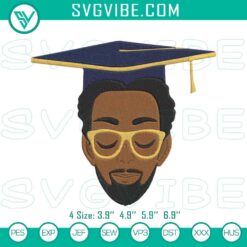 Black man graduation embroidery designs machine file for graduate celebration. Great for graduation projects and crafts.